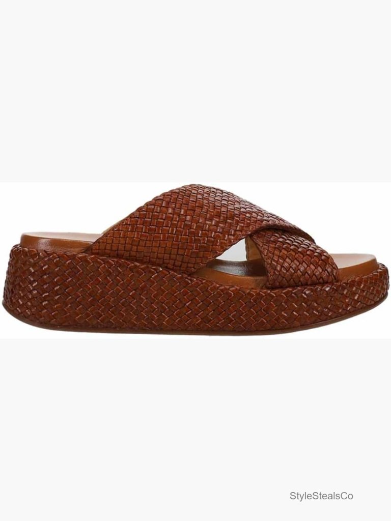 Wedge Sandals Platform Mid Heel 2.5" Cushioned Slip On Leather
